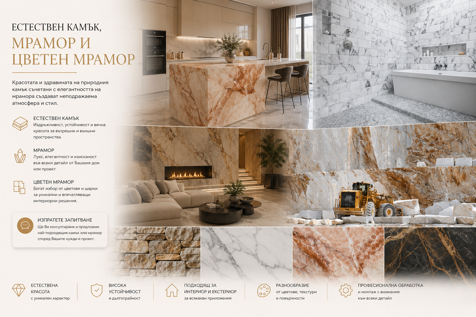Мрамор, гранит, травертин и плочки